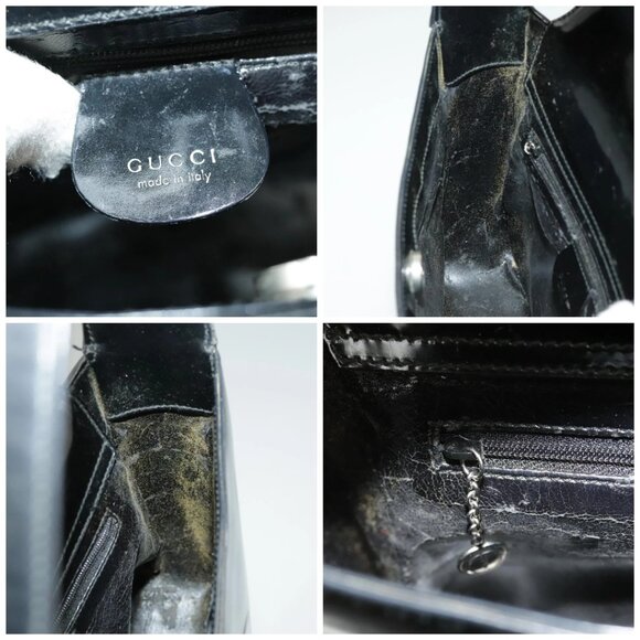GUCCI Shoulder Bag Enamel Black Silver 000 0506 Auth - Picture 14 of 16